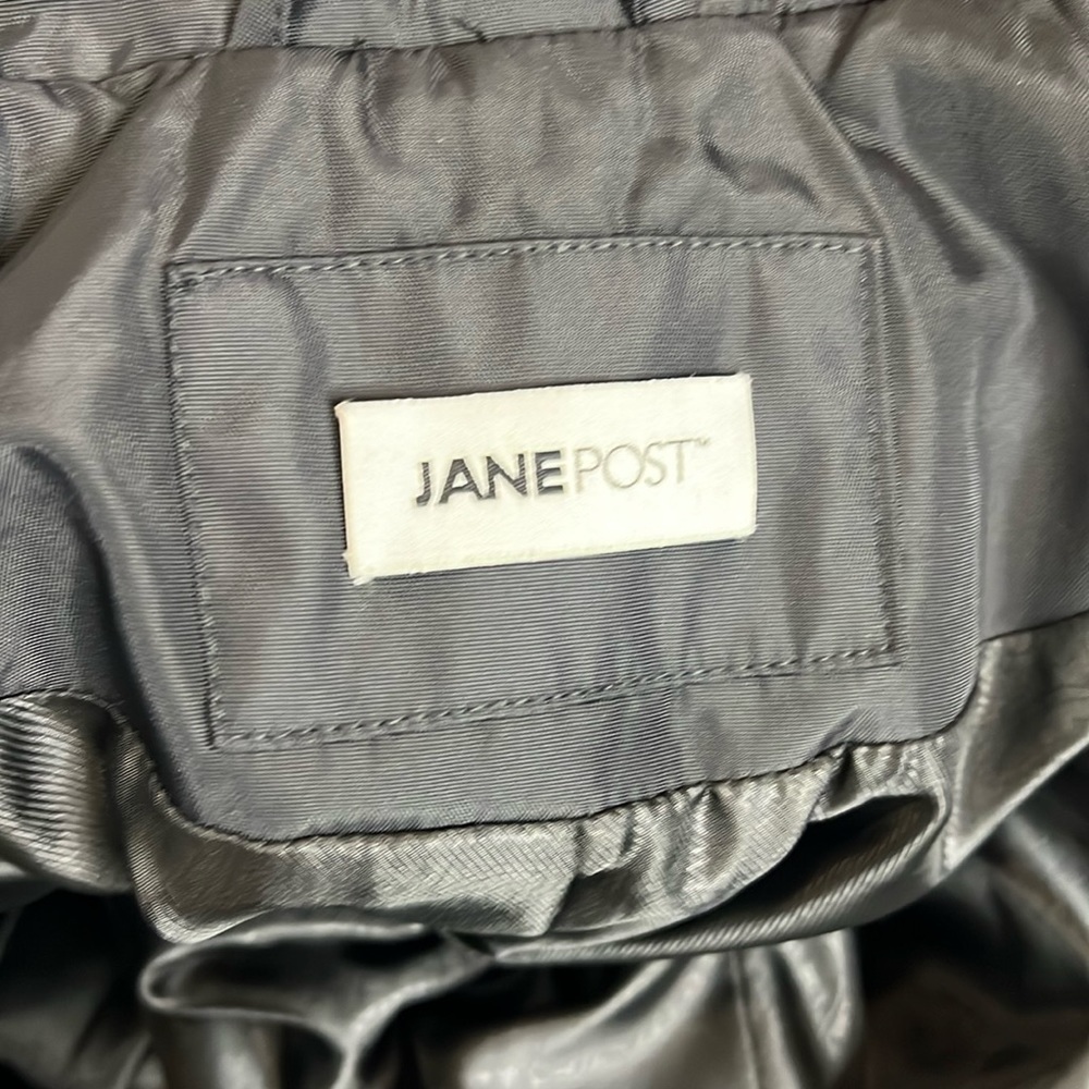 Jane Post Black Nylon Ruffled Front Jacket Size S - Picture 7 of 8